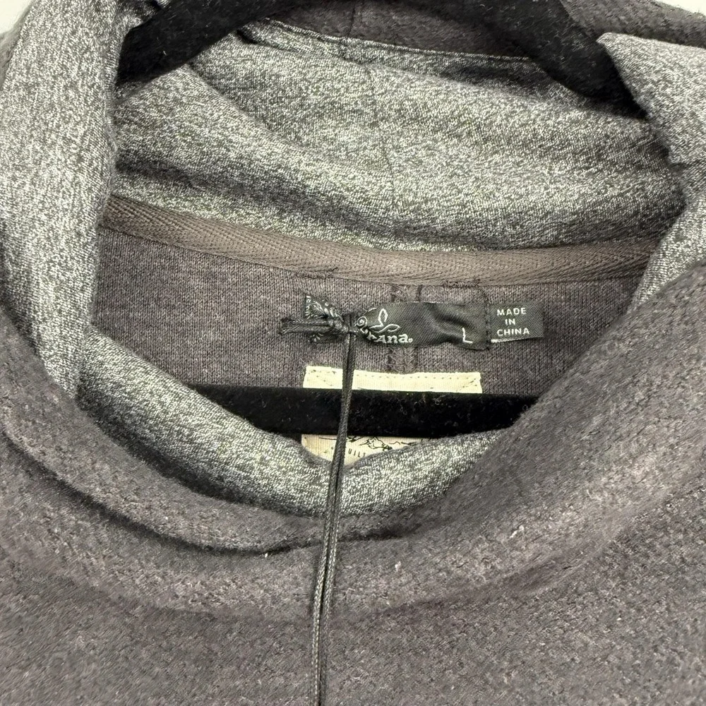 PrAna Sweatshirt Womens Large Gray Cozy Up Turtleneck Fleece Pullover UPF Hemp
